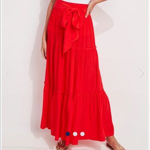 Tie Front Tiered Maxi Skirt